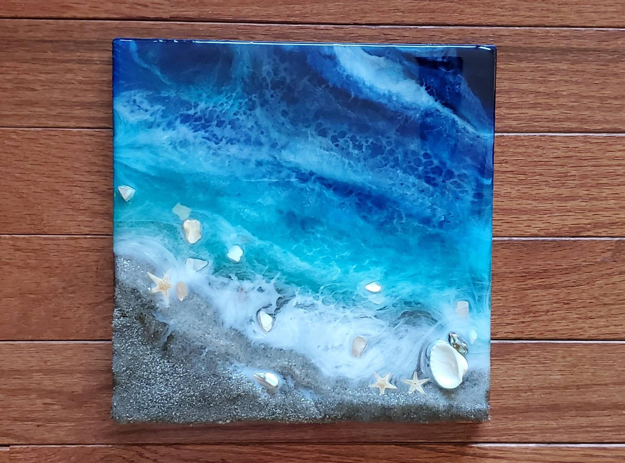 Ocean Wave Acrylic on Canvas Board Painting Beach House Coastal Design Ocean Wave Acrylic on Canvas Board Painting Beach House Coastal Design