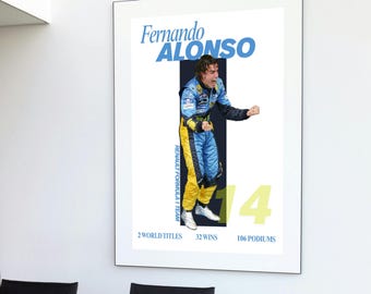 Renault f1 team poster signé fernando alonso 2005 neuf