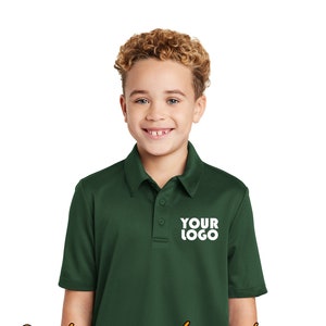 Custom Embroidery on Youth Silk Touch Performance Polo - Includes one 4in x 4in Embroidery - Free Setup - No Minimum - Custom School Uniform
