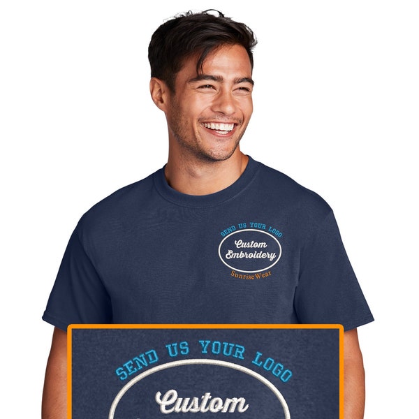 Custom Embroidered T-Shirt Tees - Free Logo Digitizing