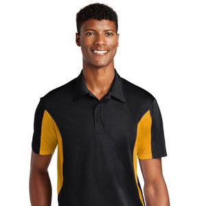 Custom Embroider Team Performance Polo Shirt - Two Tone Shirt - Moisture Wicking with 4in by 4in Embroidery