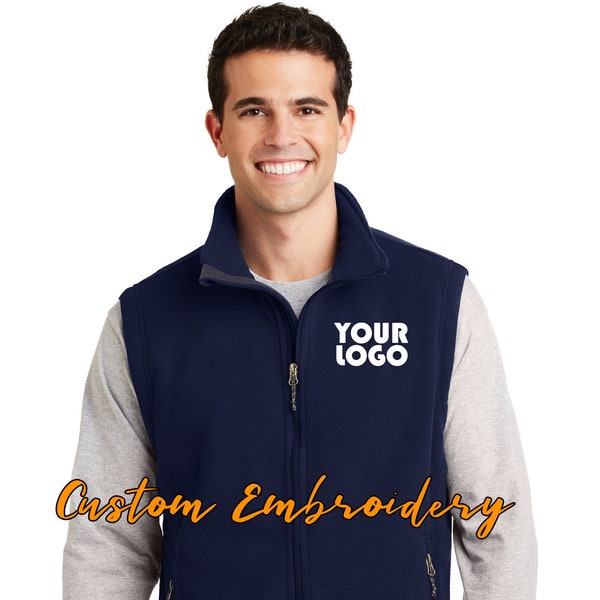 Custom Embroidery on Fleece Vest - Includes one 4in x 4in Embroidery - No Setup - No Minimums