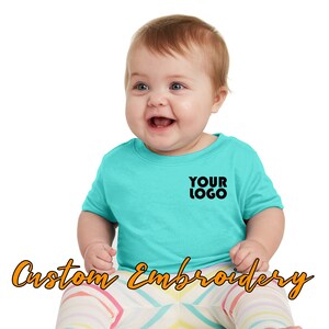 Custom Embroidered Rabbit Skins Infant Fine Jersey Tee - Includes one 4in x 4in Embroidery - Free Setup - Personalize Baby Shirt Gift