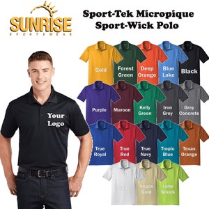 Custom Embroidered  Sport-Tek Micropique Sport-Wick Polo - Personalized Shirt - Custom Gift - 4in x 4in Embroidery Included