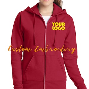 Custom Embroidered Ladies Zip up Hoodie Sweater Jacket - Includes One ...
