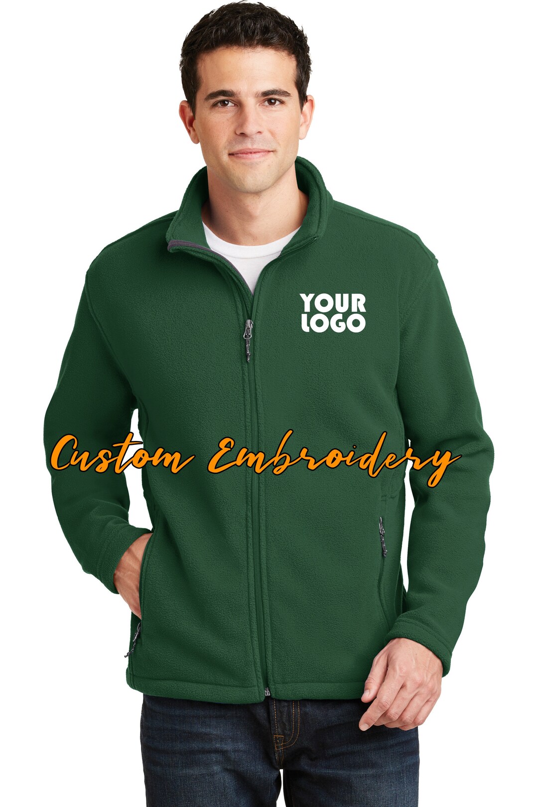 Custom Embroidered Men's Fleece Jacket Midweight Fleece for Everyday