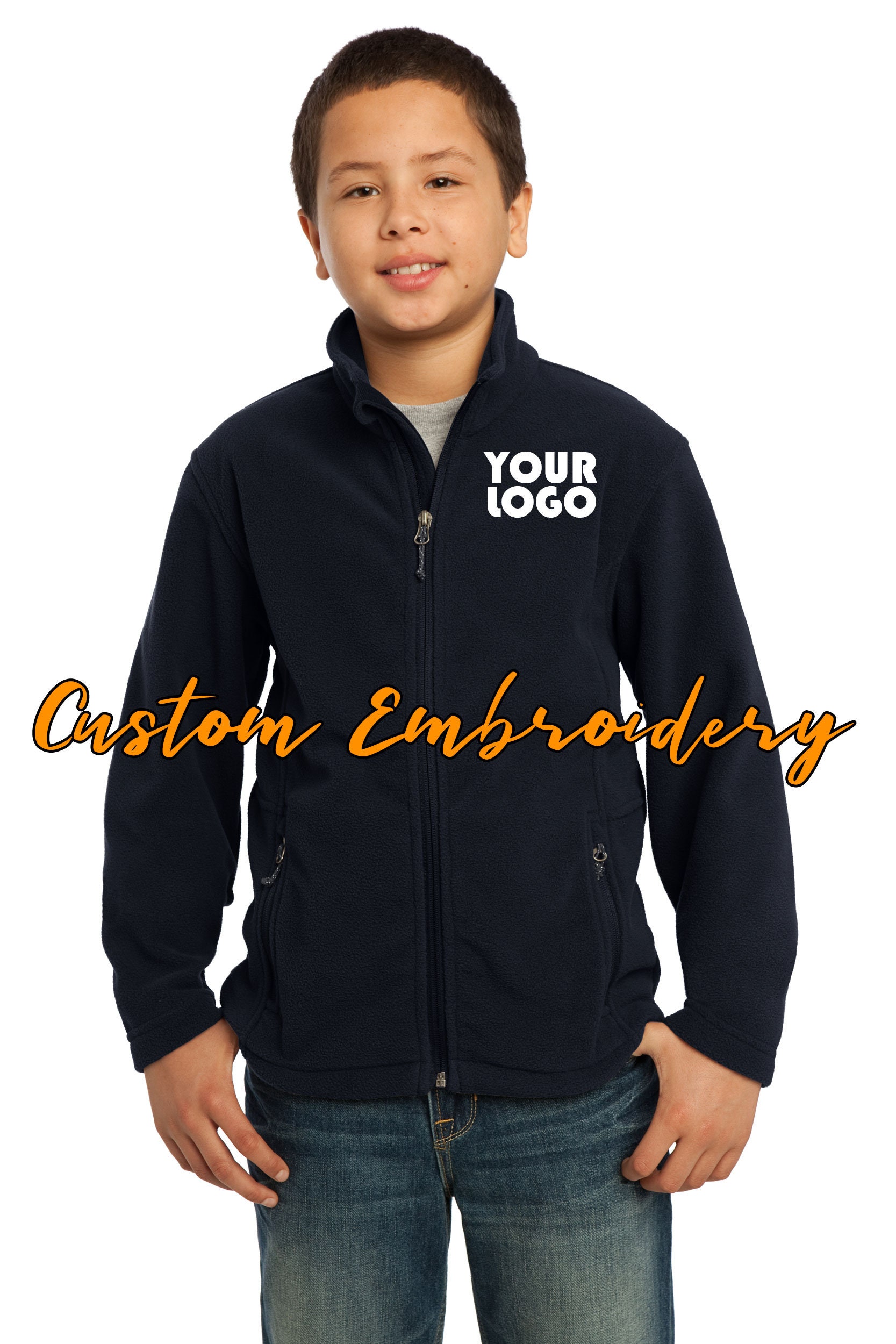 Personalized Youth Fleece Jacket Embroidered Monogram 