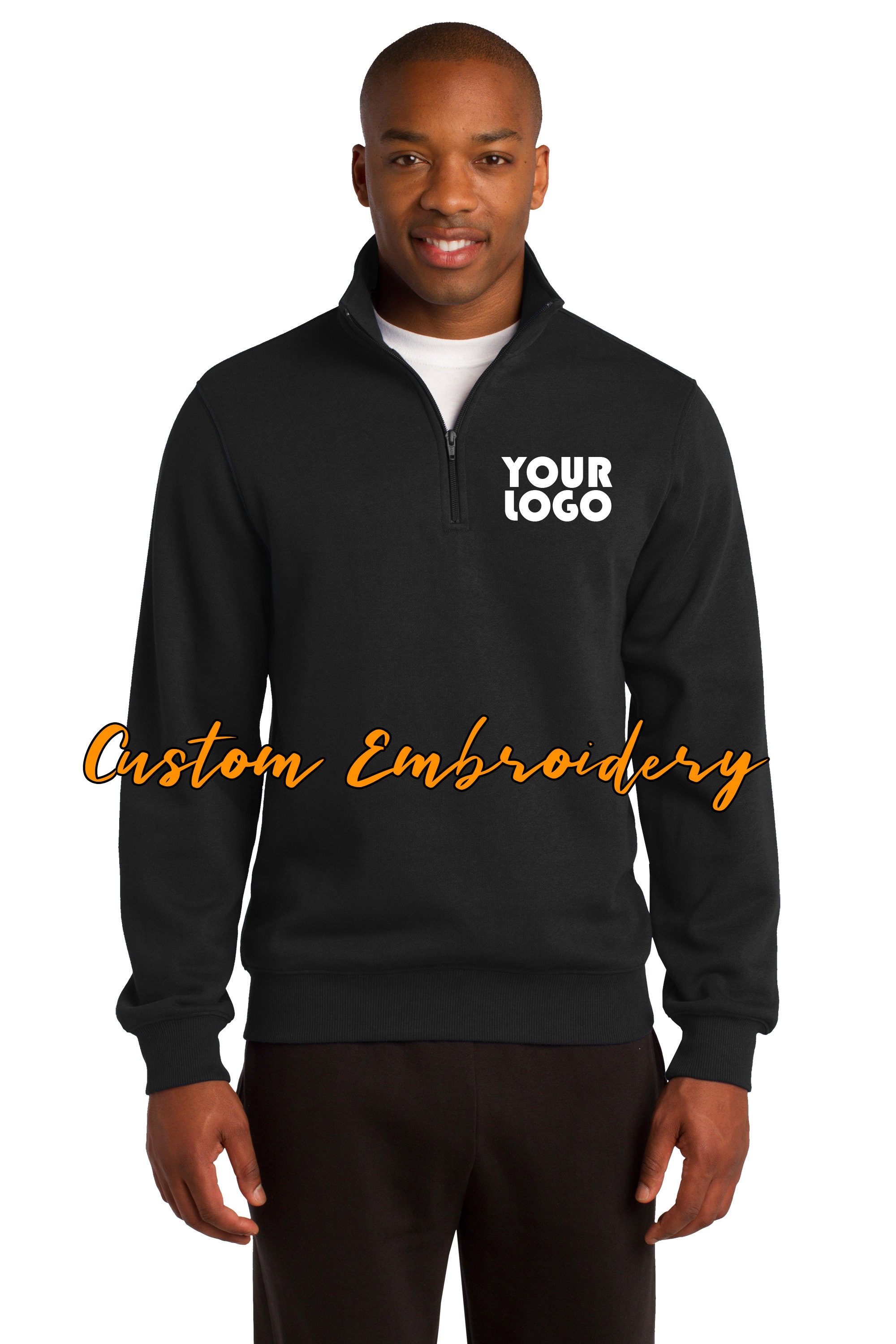 新発売の Custom Embroidered Men's Quarter 1/4 Zip Sweatshirt Clothing