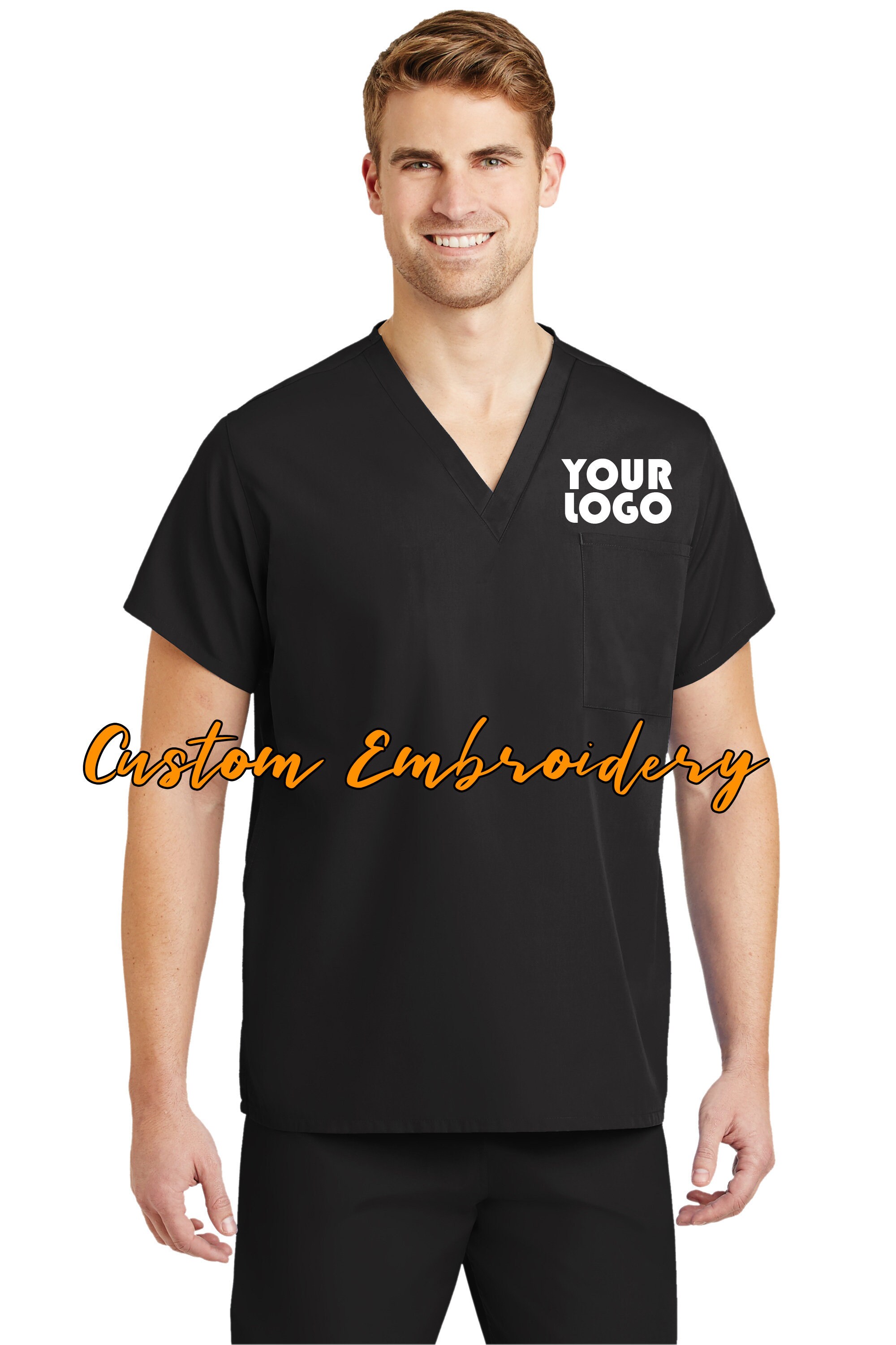 Custom Embroidery Scrub Top V Neck Includes 4in x 4in Etsy