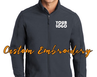 Custom Embroidery on Port Authority Core Soft Shell Jacket - Includes one 4in x 4in Embroidery - Free Setup - Personalized Jacket - Logo