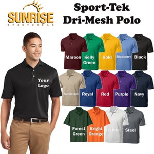 Custom Embroidered Sport-Tek Dri-Mesh Polo - Personalized Shirt - Custom Gift - 4in x 4in Embroidery Included