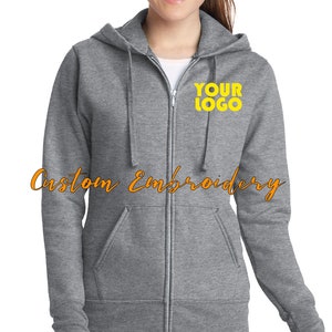 Custom Embroidered Ladies Zip up Hoodie Sweater Jacket - Includes One ...