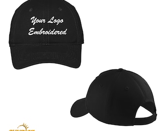 Custom Embroidered Soft Brushed Canvas Cap - Includes one 4in x 2in Embroidery - Free Setup for Simple Logos