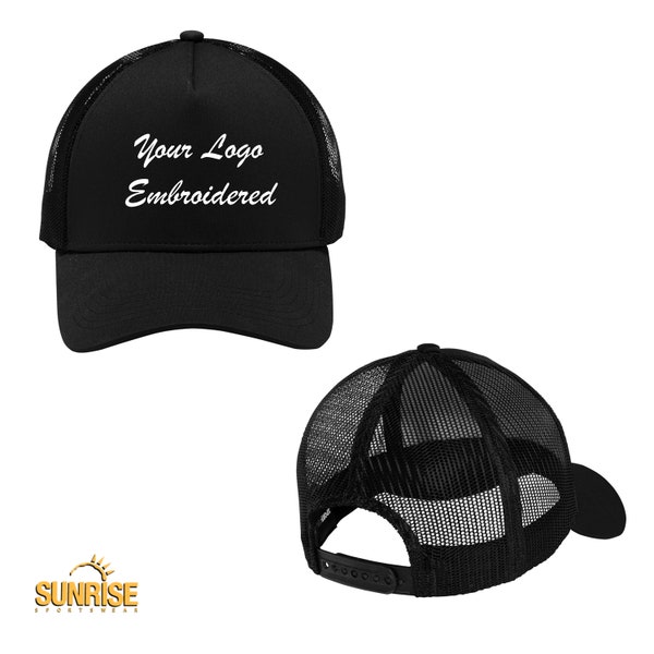 Custom Embroidered Mesh Back Cap - Includes one 4in x 2in Embroidery - Free Setup for Simple Logos