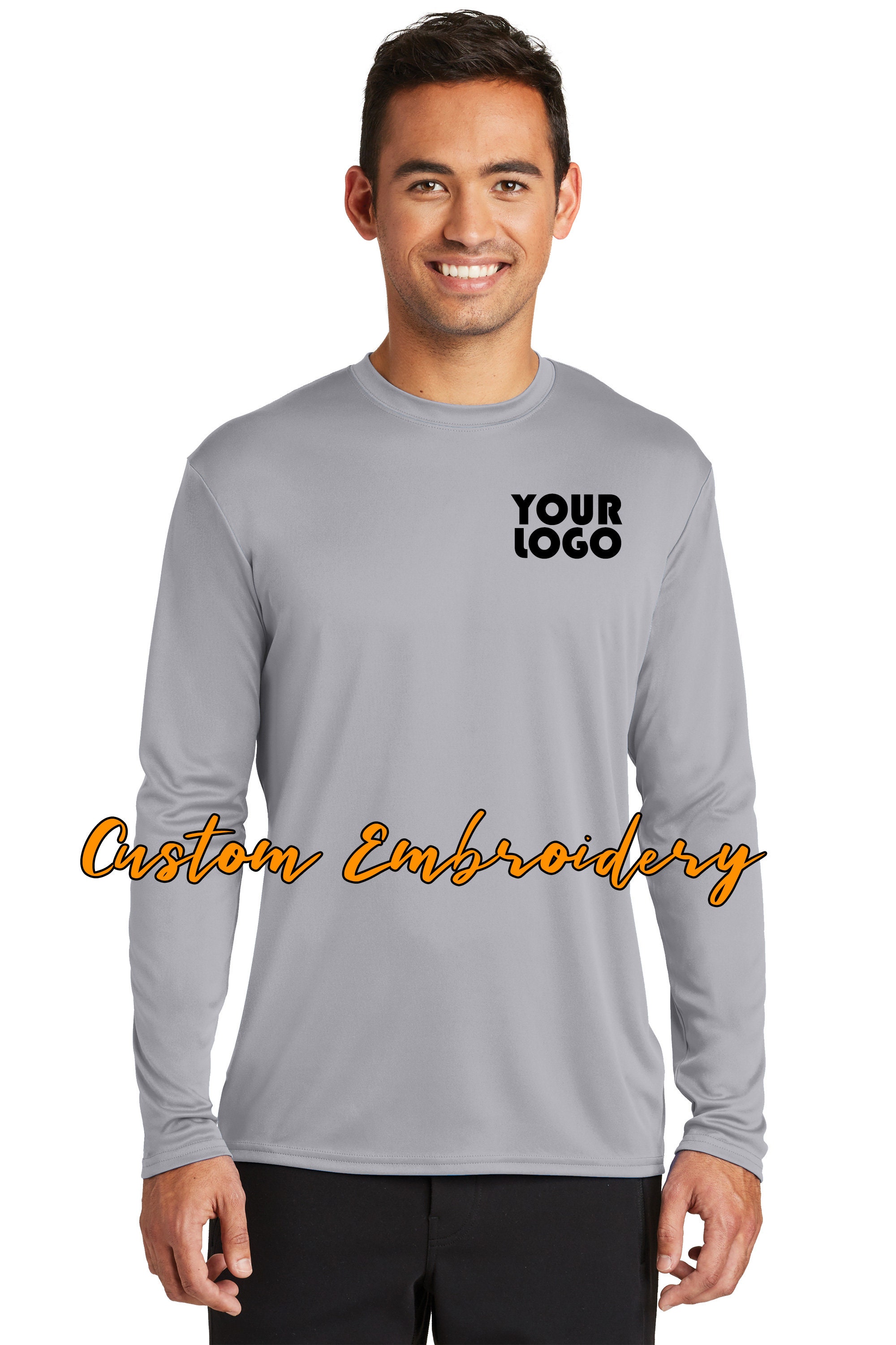 Custom Embroidered Performance Long Sleeve TShirt Tees Free Etsy