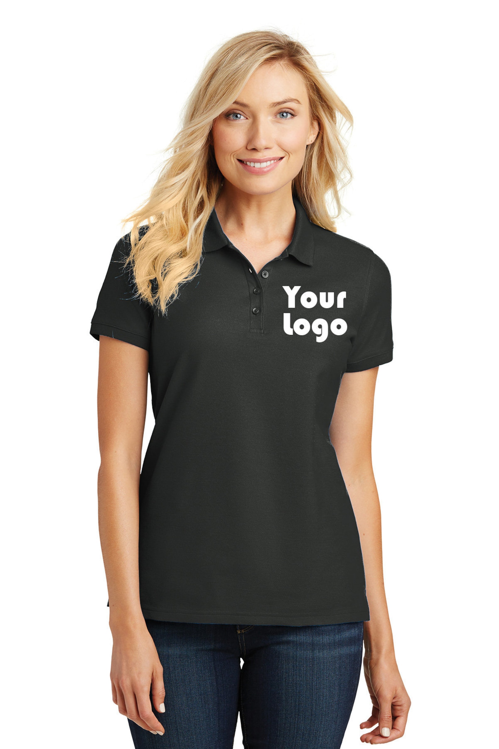 Custom Embroidered Ladies Classic Pique Polo Shirt Etsy