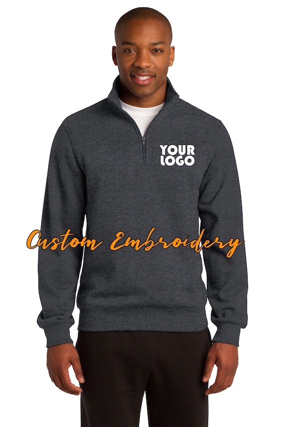 Custom Embroidered Men's Quarter 1/4 Zip Sweatshirt Includes 4in X 4in  Embroidery Personalized Men's Sweater 
