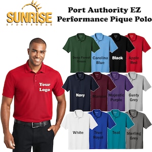 Custom Embroidered Port Authority EZPerformance Pique Polo - Personalized Shirt - Custom Gift - 4in x 4in Embroidery Included