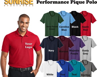 Custom Embroidered Port Authority EZPerformance Pique Polo - Personalized Shirt - Custom Gift - 4in x 4in Embroidery Included