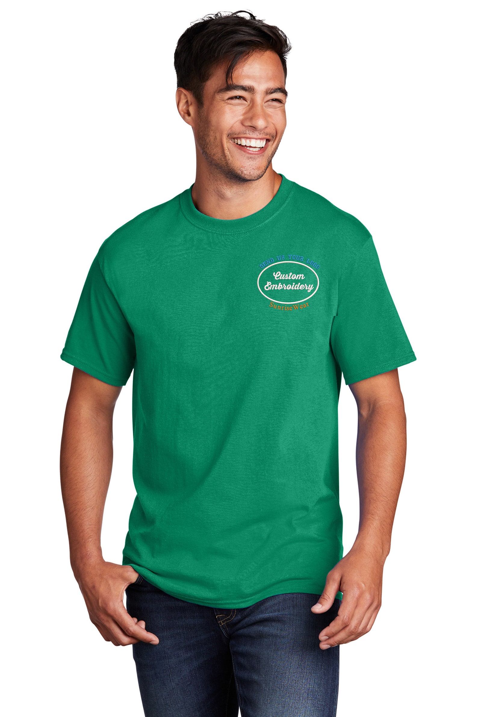 Custom Embroidered T-Shirt Tees Free Logo Digitizing | Etsy