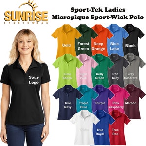 Custom Embroidered Sport-Tek Ladies Micropique Sport-Wick Polo - Personalized Shirt - Custom Gift - 4in x 4in Embroidery Included