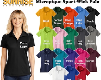 Custom Embroidered Sport-Tek Ladies Micropique Sport-Wick Polo - Personalized Shirt - Custom Gift - 4in x 4in Embroidery Included