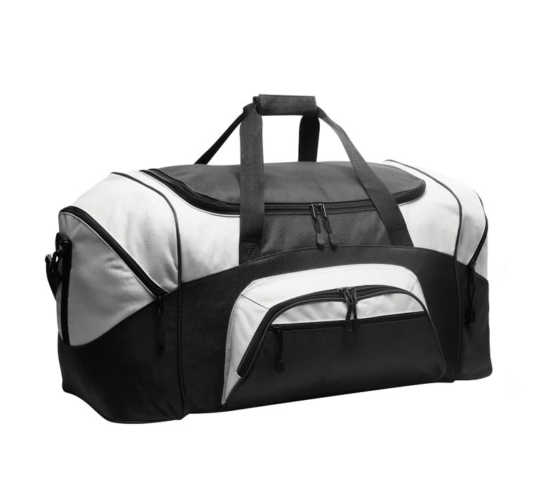 Custom Embroidery on Standard Colorblock Sport Duffel Personalized Duffel Bag image 2