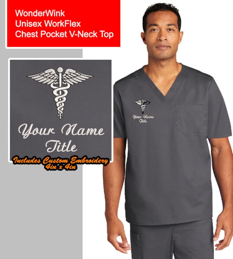 Custom Embroidery on Medical Uniforms and Scrubs Wonderwink Etsy