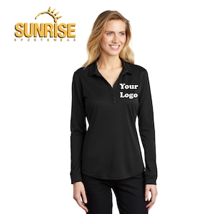 Custom Embroidered Ladies Long Sleeve Polo: Personalized Silk Touch Shirt