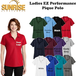 Custom Embroidered Ladies EZPerformance Pique Polo - Personalized Shirt - Custom Gift - 4in x 4in Embroidery Included