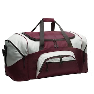 Custom Embroidery on Standard Colorblock Sport Duffel Personalized Duffel Bag image 1