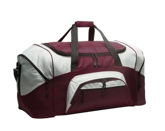 Custom Embroidery on Standard Colorblock Sport Duffel - Personalized Duffel Bag