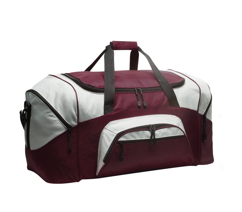 Custom Embroidery on Standard Colorblock Sport Duffel Personalized Duffel Bag image 1