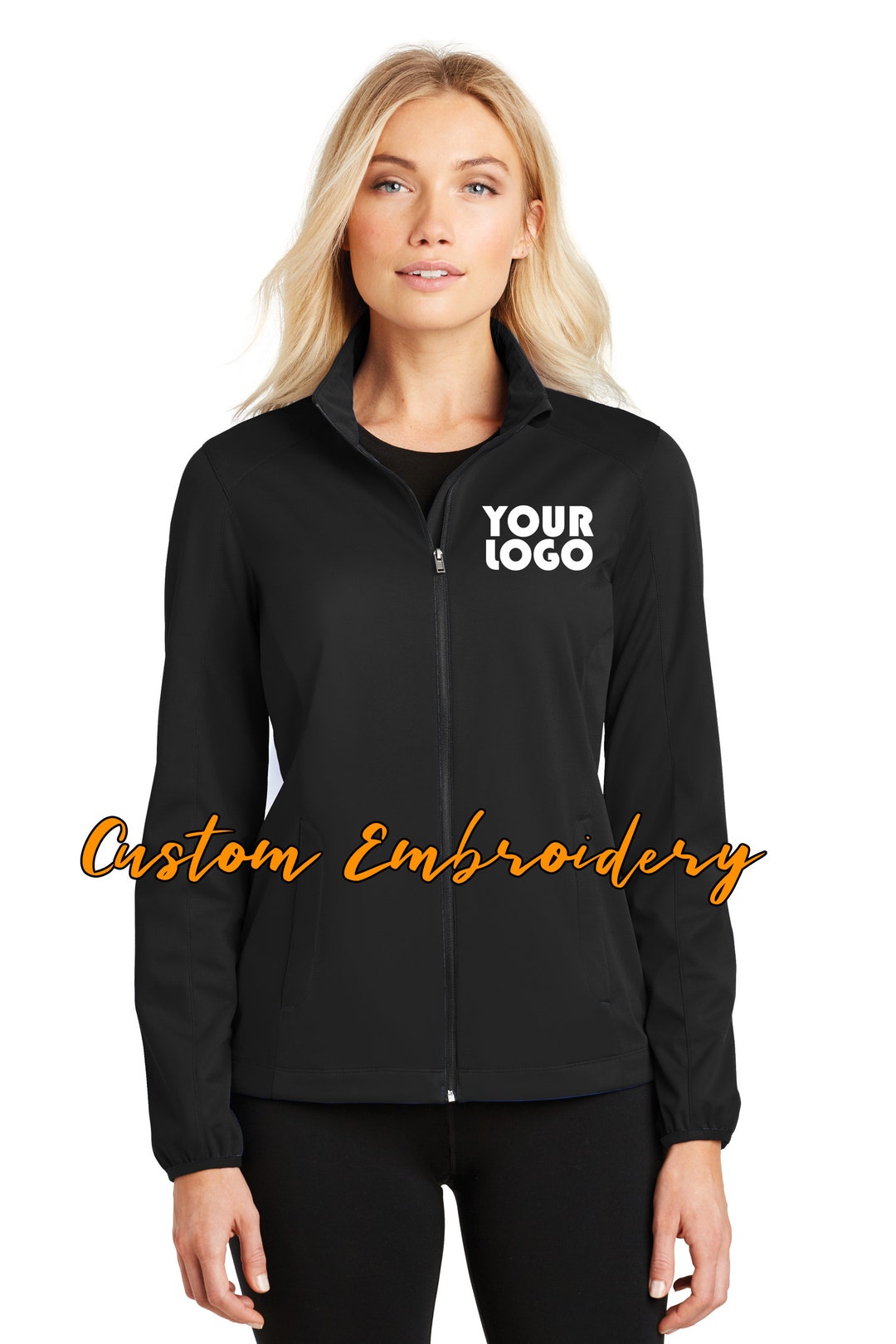 Custom Embroidered Ladies Active Soft Shell Jacket - Includes One 4in X ...