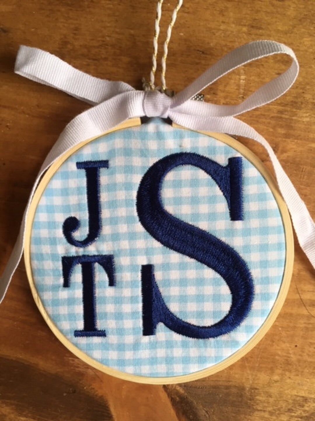 Gingham Stacked Monogram Boys Ornament, Little Boy, Monogrammed ...