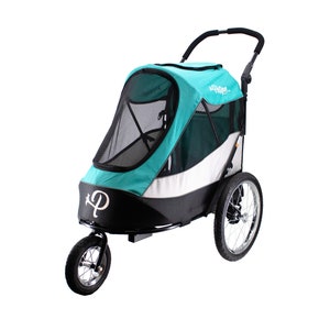 Trailblazer Pet Jogger Stroller, Bike Trailer, Shock Absorbing Wheels, Peek-a-boo Window, for Dogs, Cats and Pets, Supports 77LBS - TEAL