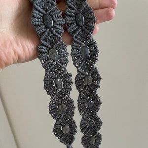 Gray macrame belt, vintage belt, retro belt, handmade belt, festival belt, rustic accessory, boho style belt