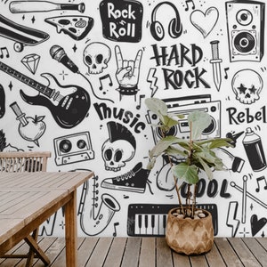 musical graffiti mural wallpaper music jazz art peel and stick bedroom wallpaper guitars wall mural wallpaper kids bedroom decor