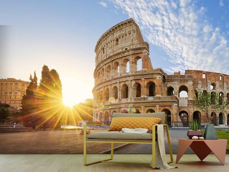 Roman Rays Background Rome Colosseum Wallpaper Mural – Peel & Stick Architectural Wall Decor ...