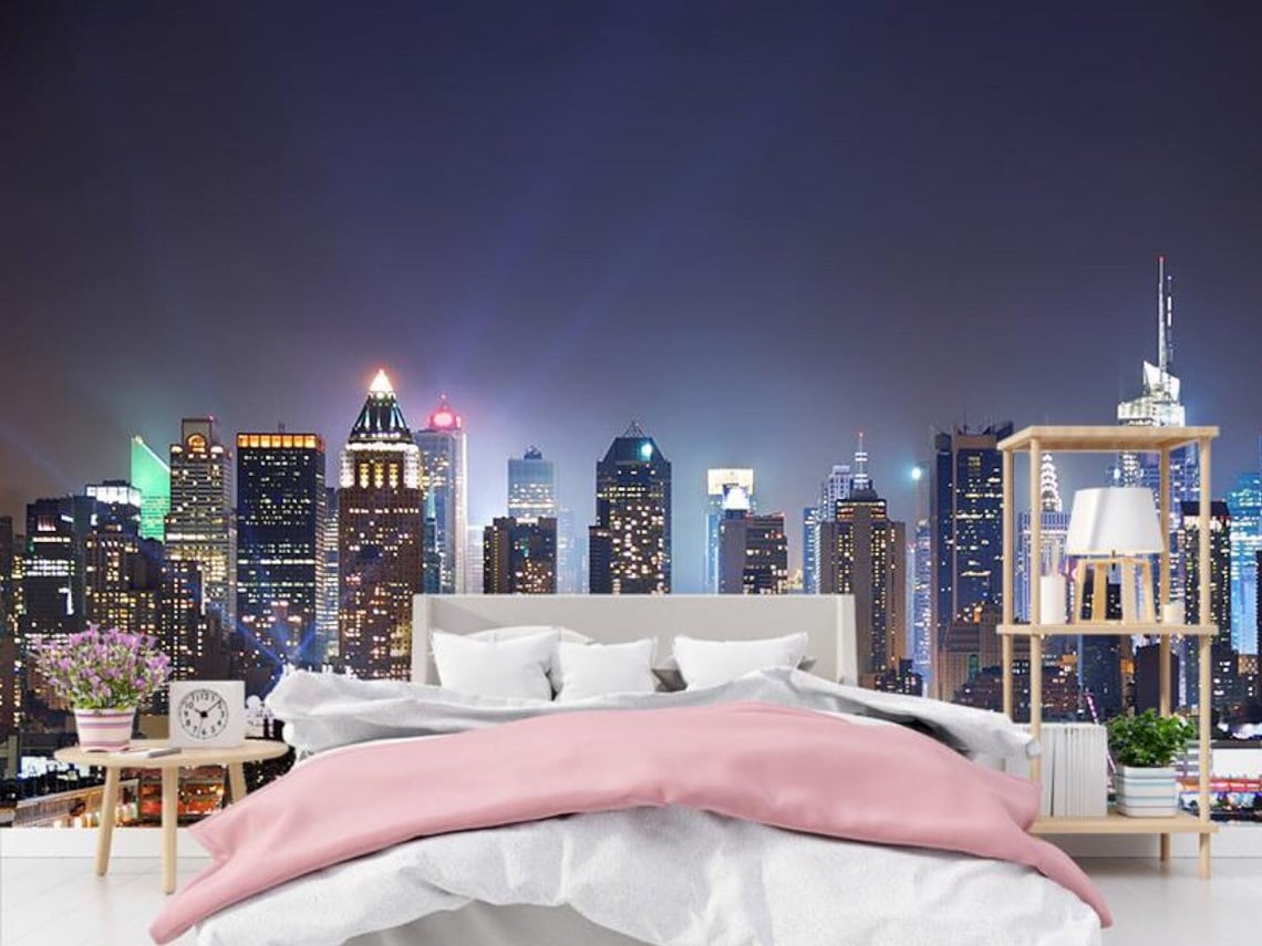 Wallpaper Los Angeles Skyline Wall Mural USA Wall Paper | Etsy