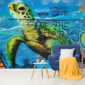 Animals Graffiti wallpaper turtles graffiti wall peel stick graffiti art  peel and stick wall murals self adhesive wall murals stick on wall
