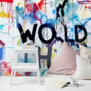 coole Graffiti Tapete für Jungen und Mädchen Wand, selbstklebende Schälen und aufklebende Graffiti-Tapeten-Wandkunst, Kinderzimmer-Tapetendekor