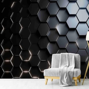 3D-Heck-Tapete Wandbild - Modernes Geometrisches Wanddesign Licht – Schälen und Aufkleben Wandverkleidung für Spielzimmer oder Büro Wandkunst