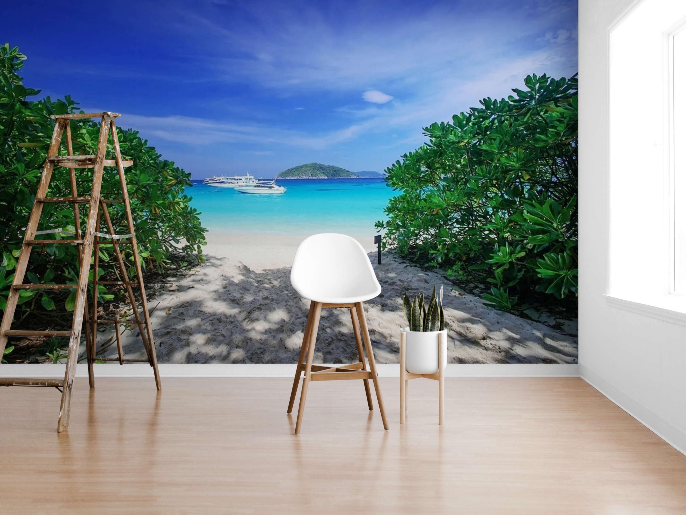 Tropical Beach Wallpaper Nature Canvas Wall Art Mural Tropical Etsy
