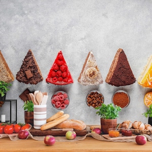Lebensmittel-Tapete für Küchenwände - Dessert- und Kucheninspiriertes Wandbild, Schälen und Aufkleben, Perfekt für Café, Bäckerei oder Kulinarisches Dekor