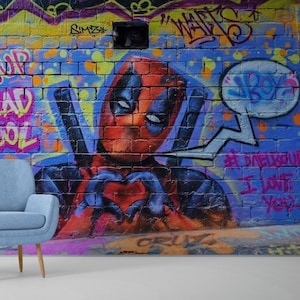 Superhero graffiti wallpaper peel and stick graffiti wall mural wallpaper custom art removable fabric wallpaper graffiti wall decal