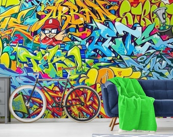 Art Graffiti Mural Wallpaper Custom Wall Paper Art Graffiti Wall Mural Teenage Bedroom decor Photo wallpaper Graffiti wallpaper for walls