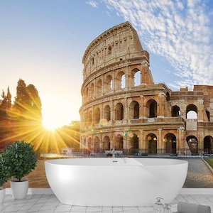 Rome Colosseum, City View 3D Wallpaper, Custom Photographic Mural, Modern Wall Art | Peel and Stick Home Decor