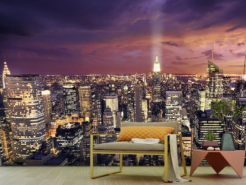New York City Skyline Wall Mural Peel and Stick Wallpaper | Etsy