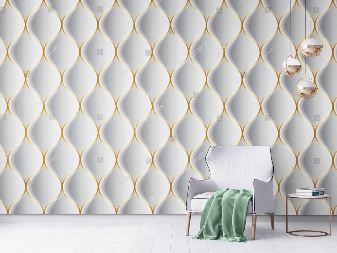 Peel and Stick Gold Geometric Wallpaper Wall Mural Large Wall Paper
